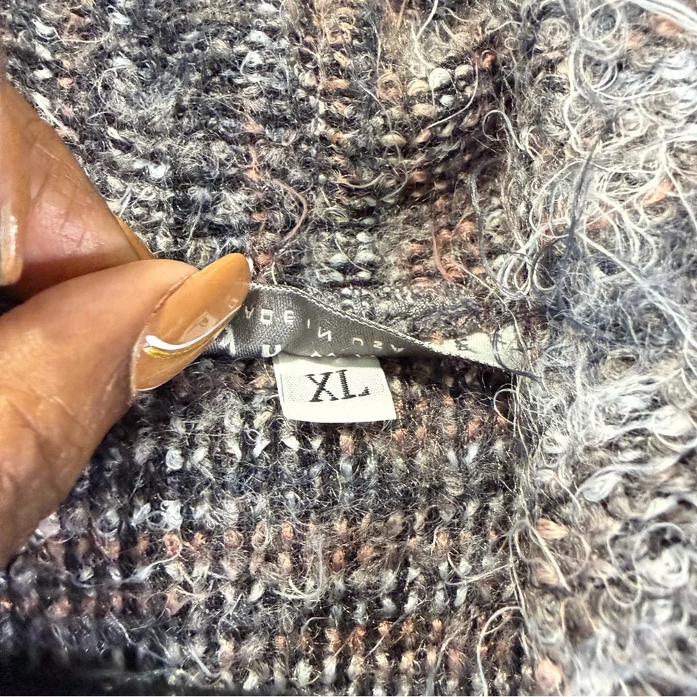 Bryn Walker Textured Knit‎ Vest in Gray and Peach Sz XL